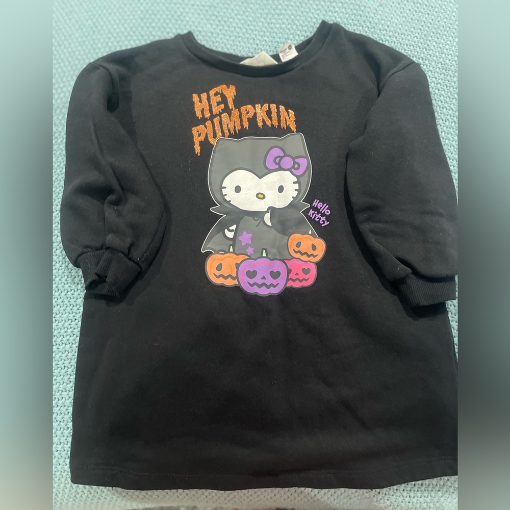 Sanrio Black Long Sleeve Tee with Hello Kitty Halloween Design
